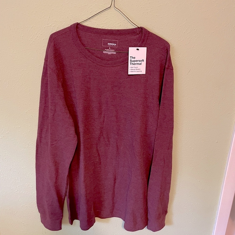 Sonoma Thermal Men's Maroon Long Sleeve Tee Large NWT